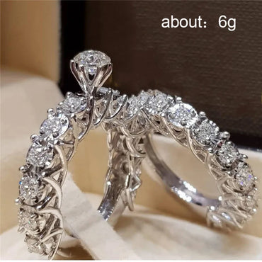 Fashion Diamond Round Zircon Engagement Ladies Alloy Ring Jewelry Wholesale