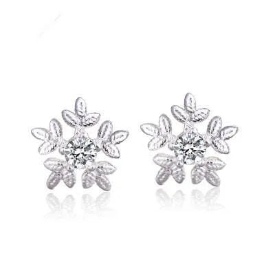 Snowflake Plating No Inlaid Earrings Ear Studs