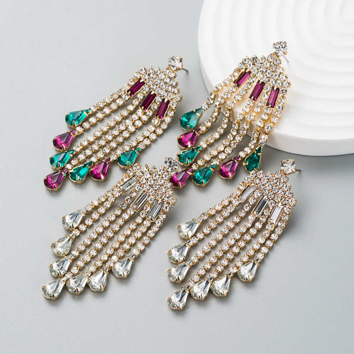 Fashion Diamond-Studded Acrylic Tassel Earrings Drop Earring