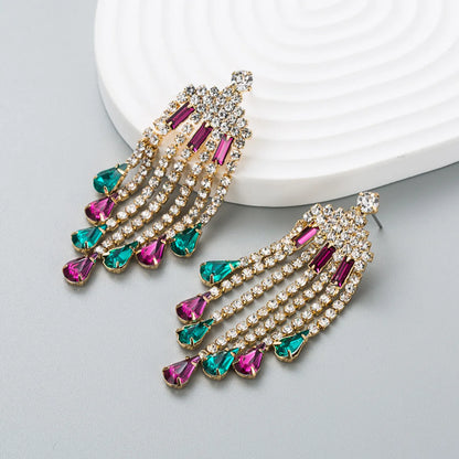 Fashion Diamond-Studded Acrylic Tassel Earrings Drop Earring