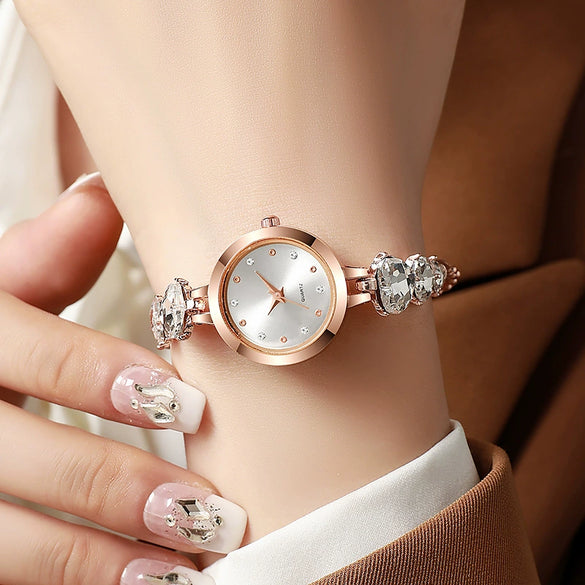 Fashion Diamondencrusted Love Bracelet Watch Alloy Round For Women