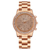 Fashion Diamondencrusted Round Dial Stainless Steel Band Women's Quartz Watch