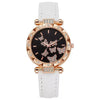 Fashion Diamondencrusted Seven Butterfly Women's Alloy And Pu Watch With Round Dial