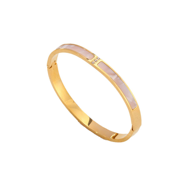 Fashion Diamondencrusted Titanium Steel White Fritillary Bracelet Vacuum Gold Plated For Ladies