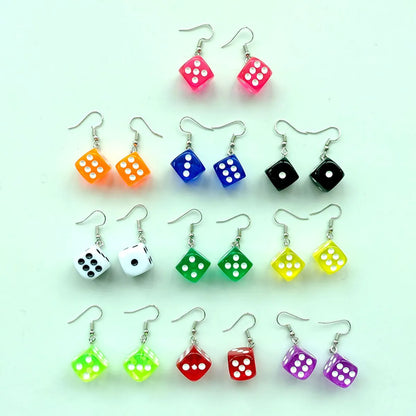 1 Pair Fashion Dice Alloy Resin Drop Earrings