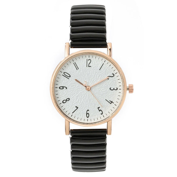Fashion Digital Women's Watch Elastic Band Quartz Alloy Case Metal Strap Round Dial