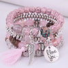 Fashion Disc Heart Wings Tassels Beads Multi-Layered Bracelet Wholesale