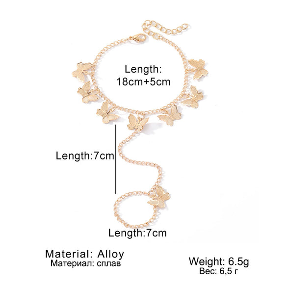 Fashion Distinctive Butterfly Pendant Finger Bracelet Alloy Electroplating Geometric Design For Women