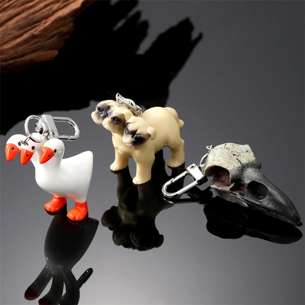 Fashion Dog Skull Goose Alloy Resin Keychain 1 Piece