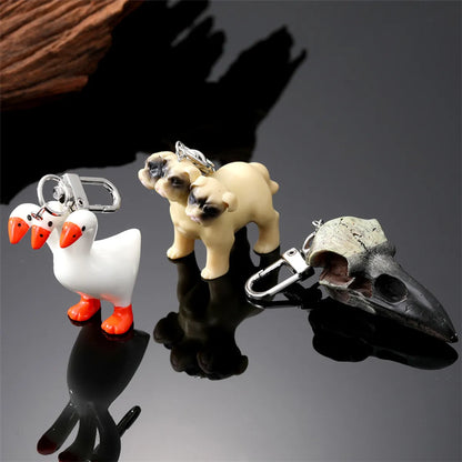 Fashion Dog Skull Goose Alloy Resin Keychain 1 Piece