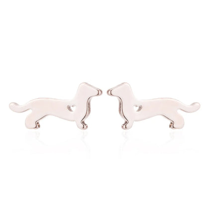 Fashion Dog Plating 304 Stainless Steel No Inlaid 18K Gold Plated Earrings Ear Studs