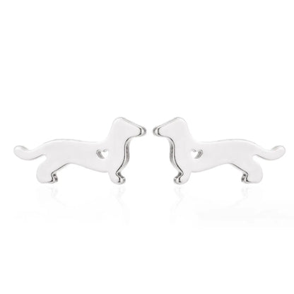 Fashion Dog Plating 304 Stainless Steel No Inlaid 18K Gold Plated Earrings Ear Studs