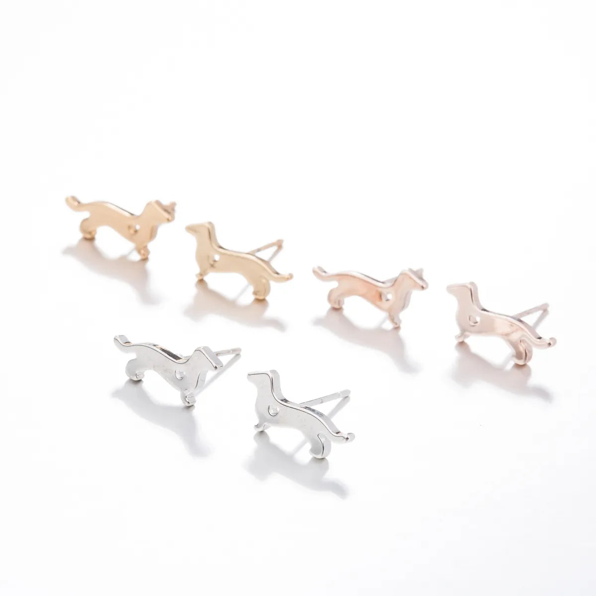 Fashion Dog Plating 304 Stainless Steel No Inlaid 18K Gold Plated Earrings Ear Studs