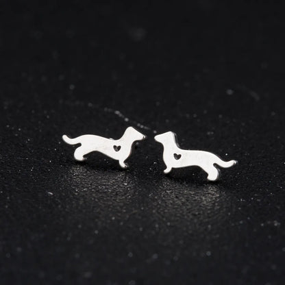 Fashion Dog Plating 304 Stainless Steel No Inlaid 18K Gold Plated Earrings Ear Studs