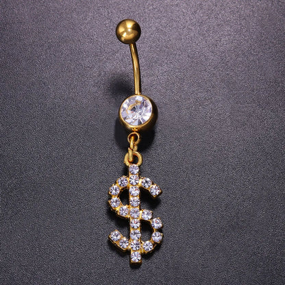 Fashion Dollars Alloy Plating Rhinestones Belly Ring