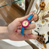 Fashion Dopamine Color Round Alloy Case Mineral Reinforced Glass Mirror Belt Strap Stainless Steel Buckle Female Watch