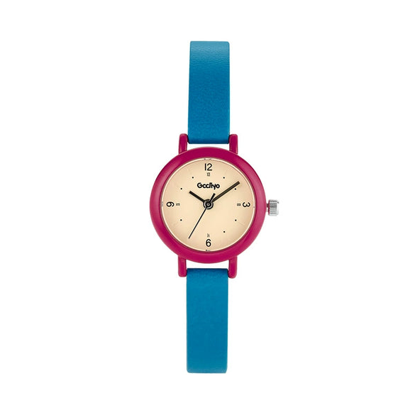 Fashion Dopamine Color Round Alloy Case Mineral Reinforced Glass Mirror Belt Strap Stainless Steel Buckle Female Watch
