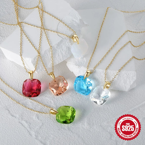 Fashion Dopamine Earrings Luxury Crystal Zircon Pendant Necklace Silver Geometric Inlaid Zircon