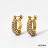 Fashion Dopamine U Shaped Stainless Steel Earrings With Inlaid Zircon For Women