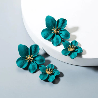 Fashion Double Flower Earrings Nhln143521