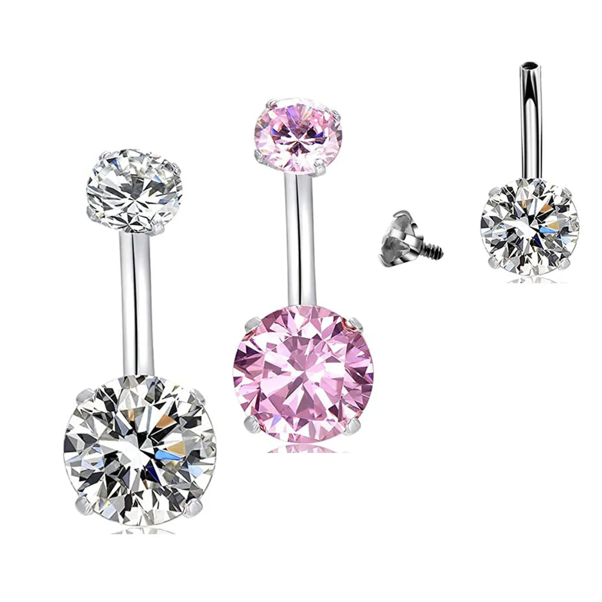 Fashion Double-headed Round Zircon Navel Nails Women's Human Body Jewelry