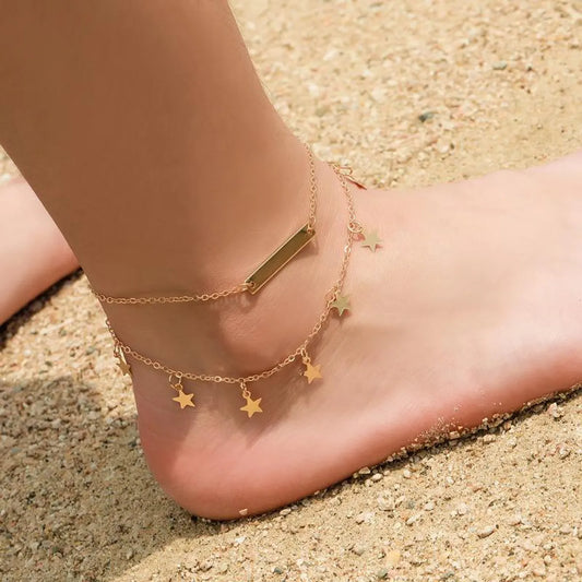 Fashion Double-layer Five-pointed Star Alloy Anklet Nhdp154402