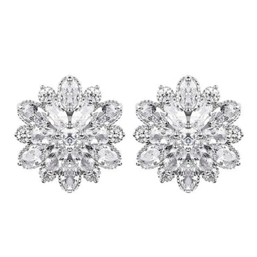 Fashion Double Layer Flower Crystal Alloy Stud Earrings