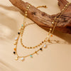 Fashion Double Layer Stacked Highend Sense Geometric Beaded Pendant Chain Necklace Stainless Steel Electroplating For Women