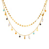 Fashion Double Layer Stacked Highend Sense Geometric Beaded Pendant Chain Necklace Stainless Steel Electroplating For Women