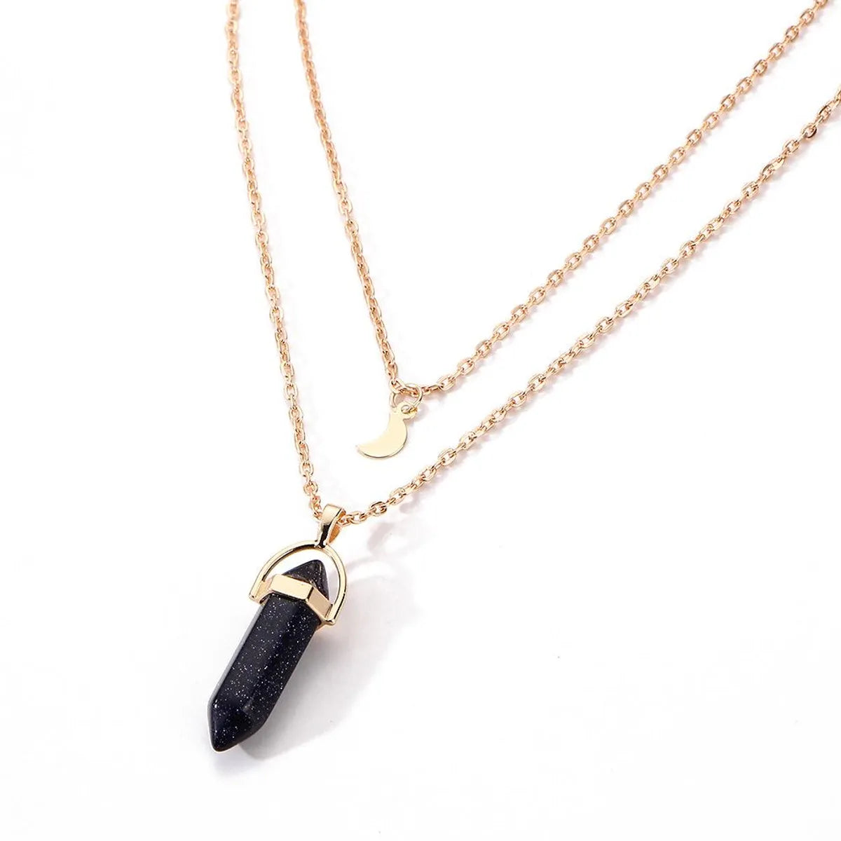 Fashion Double Moon Moon Crescent Bullet Spirit Pendulum Necklace Nhpj147999