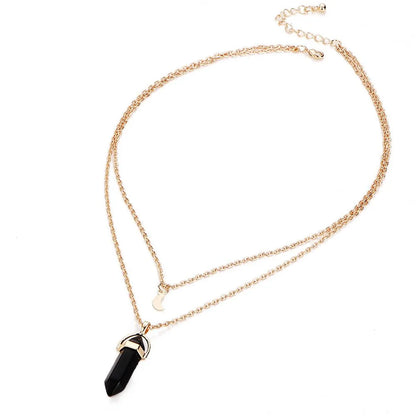 Fashion Double Moon Moon Crescent Bullet Spirit Pendulum Necklace Nhpj147999