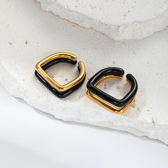 Fashion Double Opening Ring Stainless Steel Gold Plated Jewelry