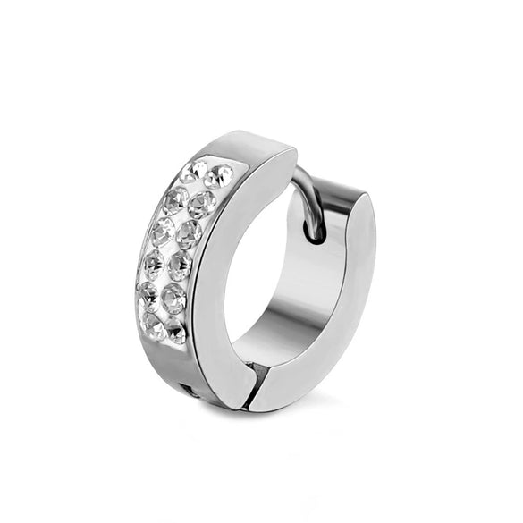 Fashion Unisex Titanium Steel And Stainless Steel Geometric Style Polishing Diamond Ear Bone Buckle Zircon Earrings With Advanced Sense