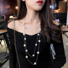 Fashion Doublelayer Pearl Necklace Multilayer Allmatch Sweater Chain Women's Long Simple Necklace Autumn And Winter Jewelry Accessories