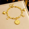 Fashion Doublesided Letter Round Heart Shape Stainless Steel Electroplating Love Glaze Pendant Stacked Bracelet For Women