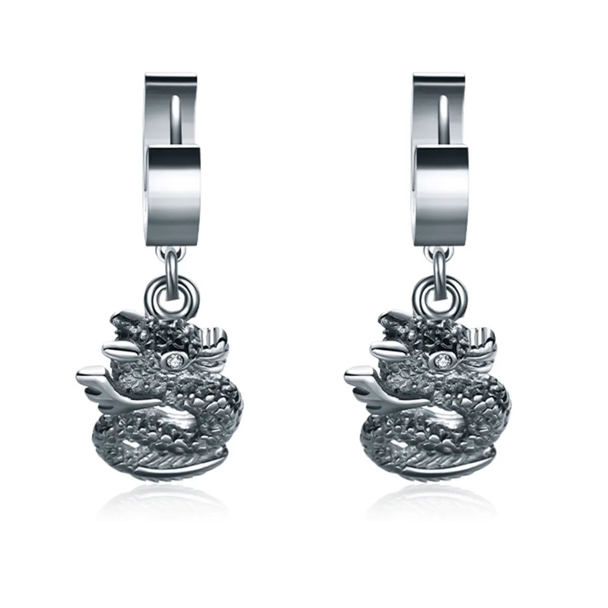 Fashion Dragon Titanium Steel Dangling Earrings Inlay Rhinestones Stainless Steel Earrings 1 Piece