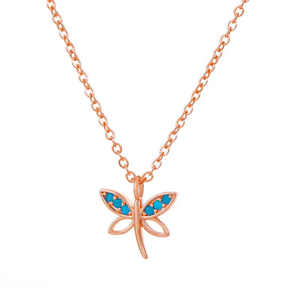 Fashion Dragonfly Copper Pendant Necklace Inlay Zircon Copper Necklaces