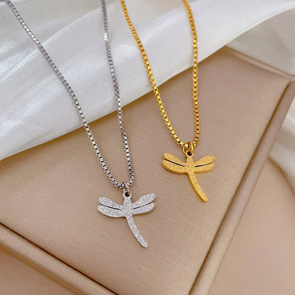 Fashion Dragonfly Titanium Steel Pendant Necklace 1 Piece