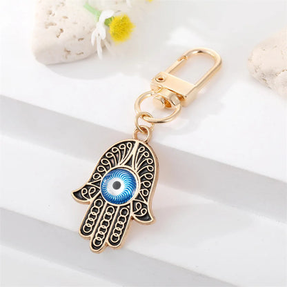 Fashion Drill Alloy Patch Blue Eyes Keychain  Devil'S Eye Pendant