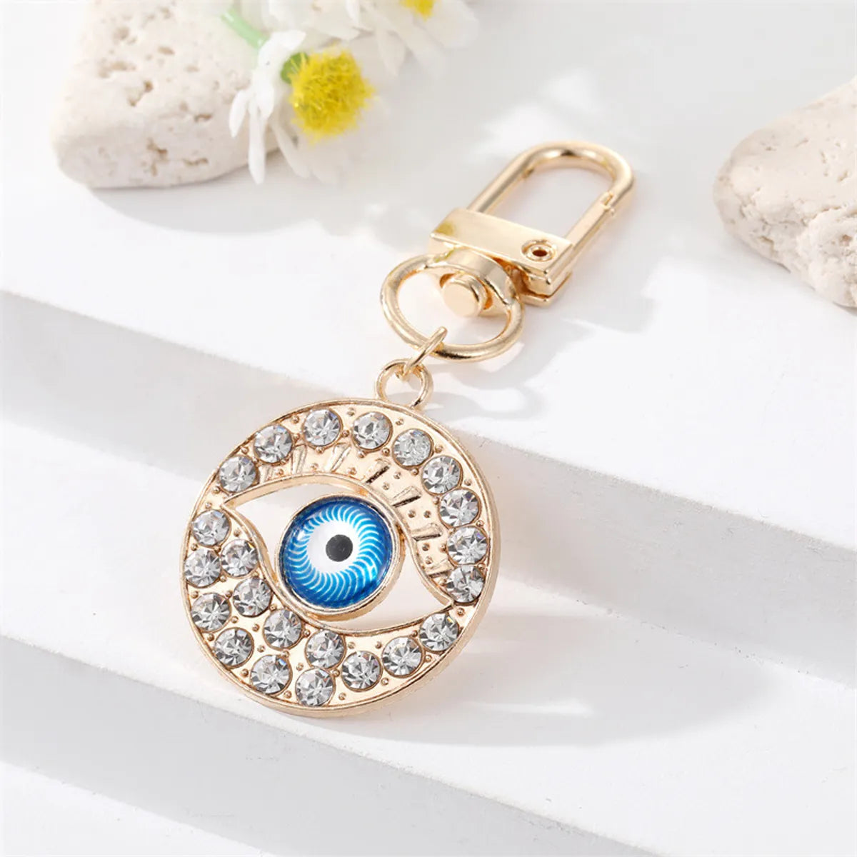 Fashion Drill Alloy Patch Blue Eyes Keychain  Devil'S Eye Pendant