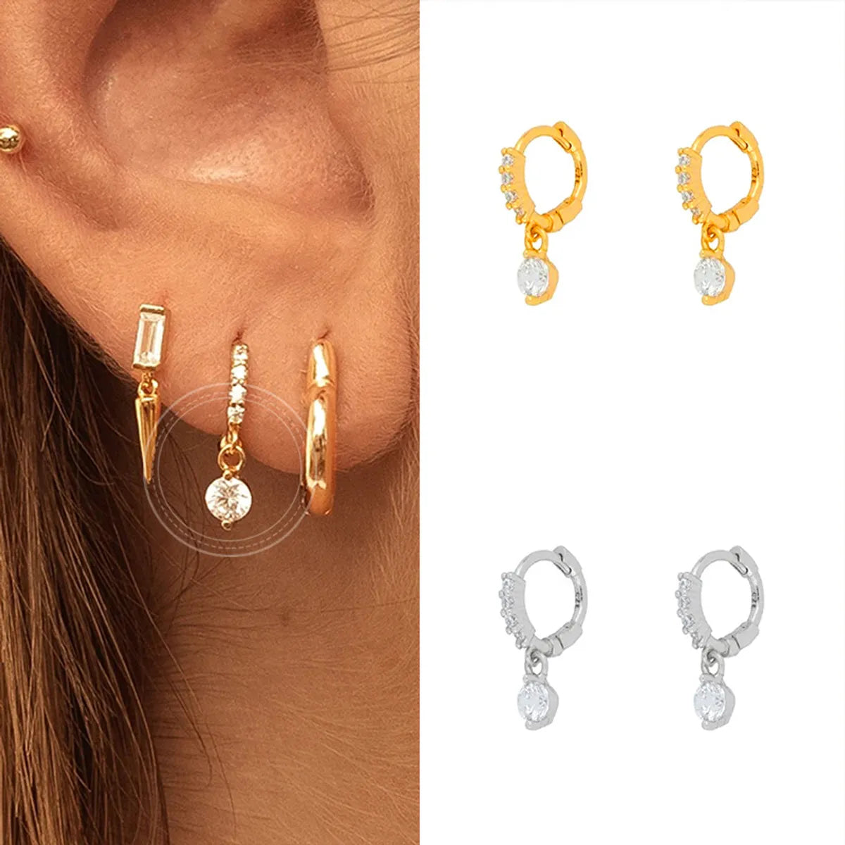 Fashion Drop-shaped Earrings European And American Trend Round Zircon Earrings Women