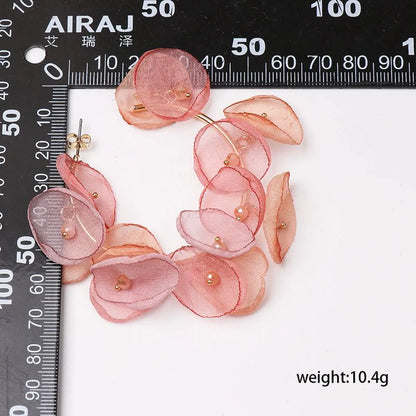 Fashion Earrings Chiffon Flower Contrast Color Earrings Wholesale