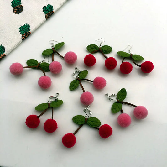 Fashion Earrings Cute Soft Plush Ball Earrings Alloy Ear Clips