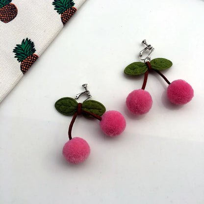 Fashion Earrings Cute Soft Plush Ball Earrings Alloy Ear Clips