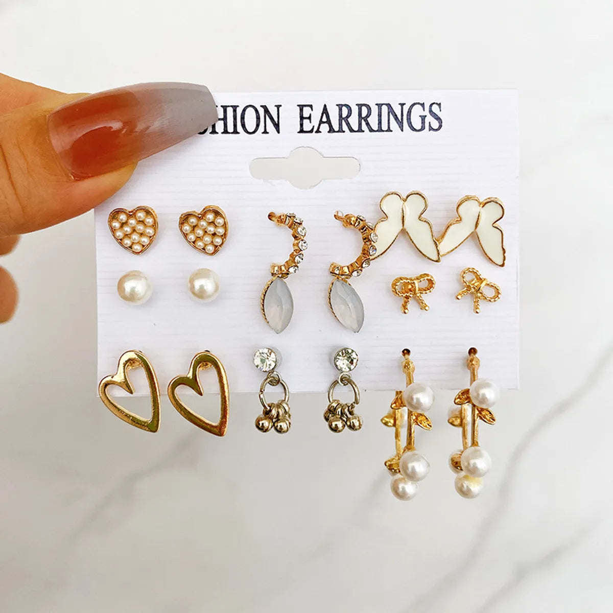 Fashion Earrings Set 9 Pairs Of Creative Acrylic Butterfly Hollow Heart Earrings