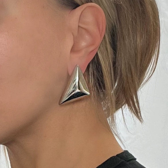Fashion Earrings Titanium Steel Stainless Steel Geometric Three Dimensional Triangle Electroplating Vacuum Plating