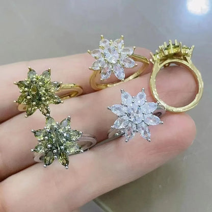 Fashion Eight Awn Star Copper Plating Inlay Zircon Rings 1 Piece