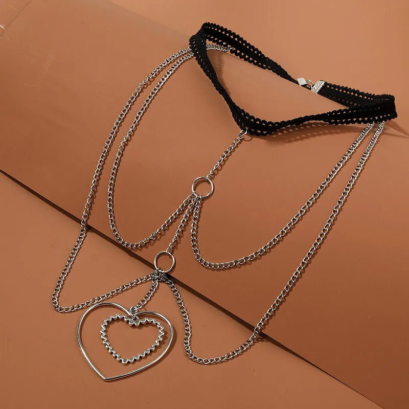 Fashion Elastic Multi-Layer Heart-Shaped Alloy Leg Chain