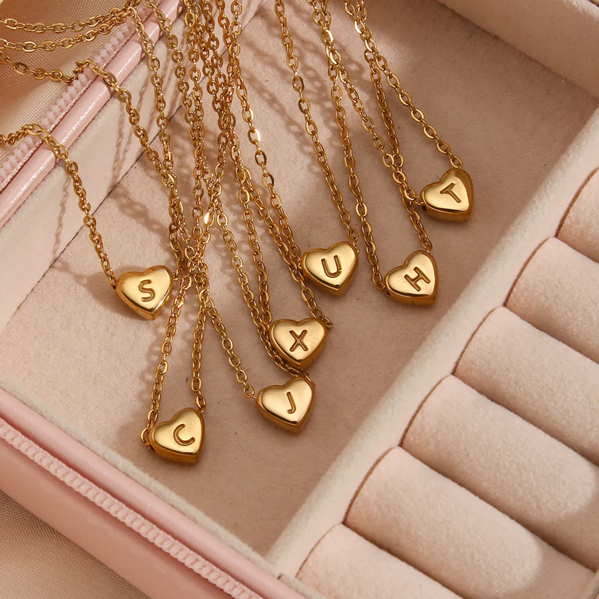 Fashion Heart Stainless Steel Plating Gold Plated Necklace