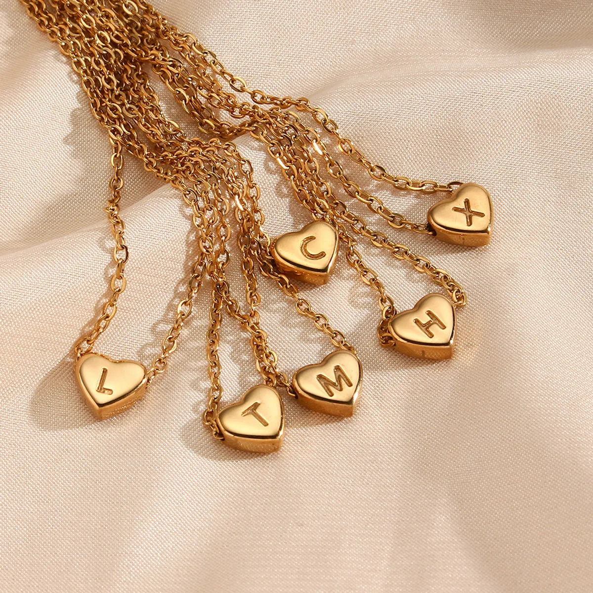 Fashion Heart Stainless Steel Plating Gold Plated Necklace